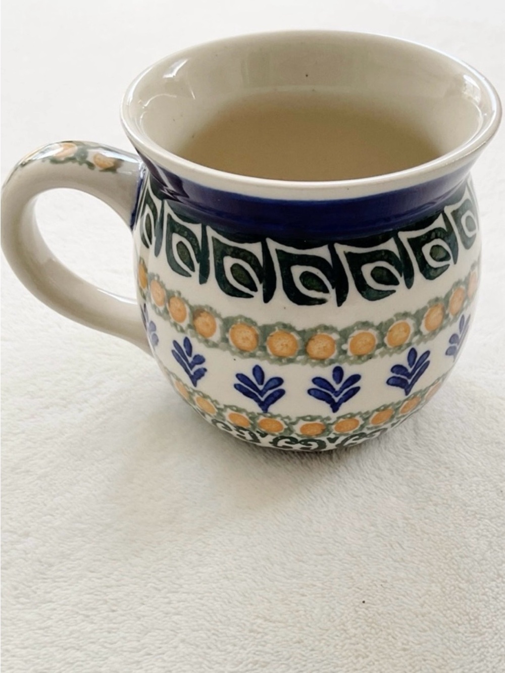 Polish Pottery Bubble Mug Handmade Poland Floral 12 oz Boleslawiec